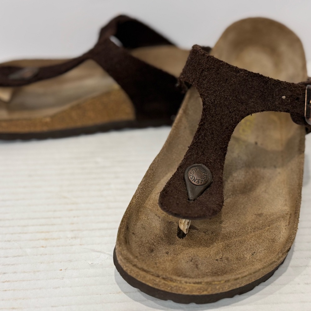 Birkenstock Women's Gizeh Brown Suede Thong Sandals Size 38